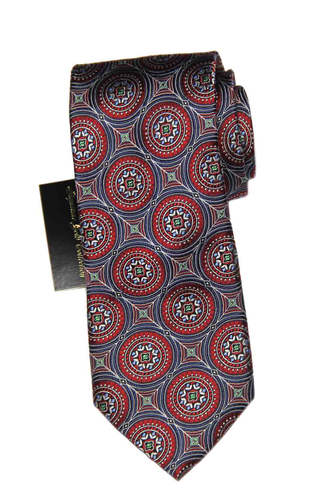 Jos A Bank Tie Silk Red Gray Geometric Men's