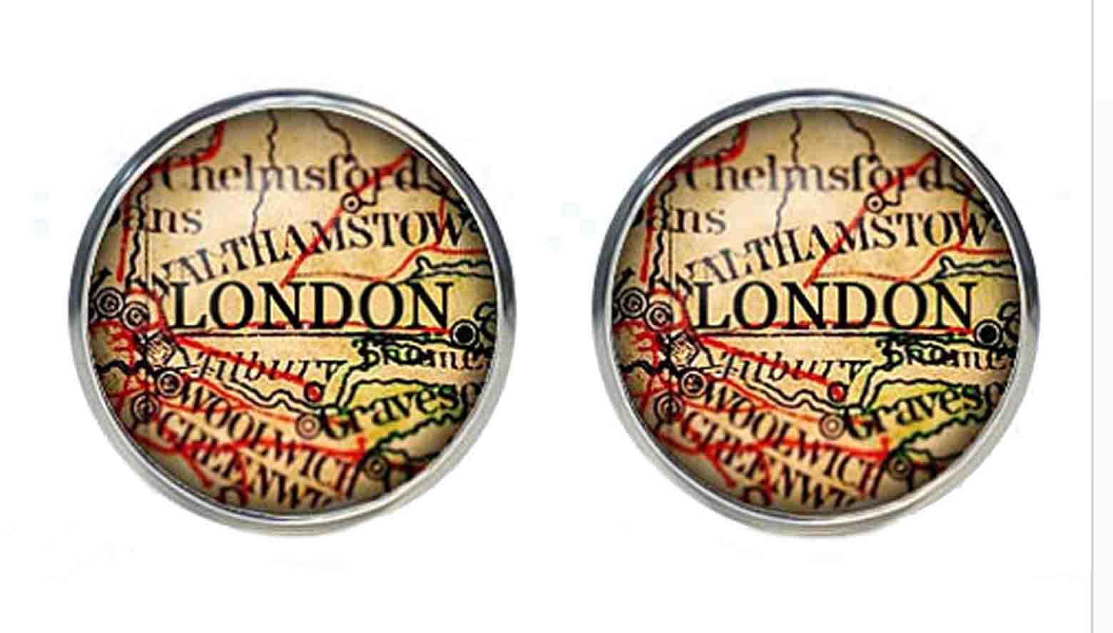 Gascoigne London England Old World Map Cufflinks Men's