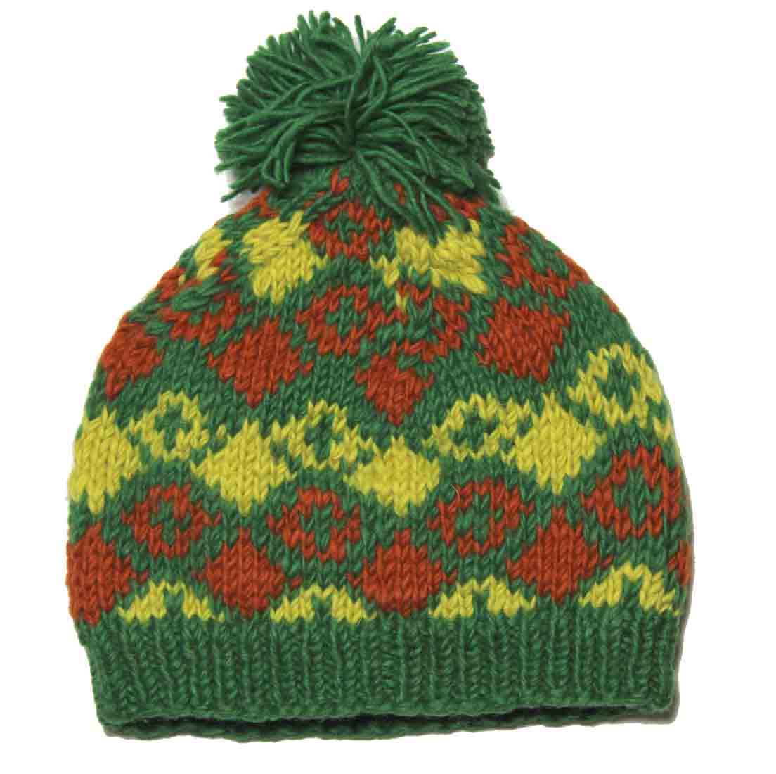 Nordbron Beanie Hat Handcrafted Wool Nepal Yellow Green Orange Men's OS
