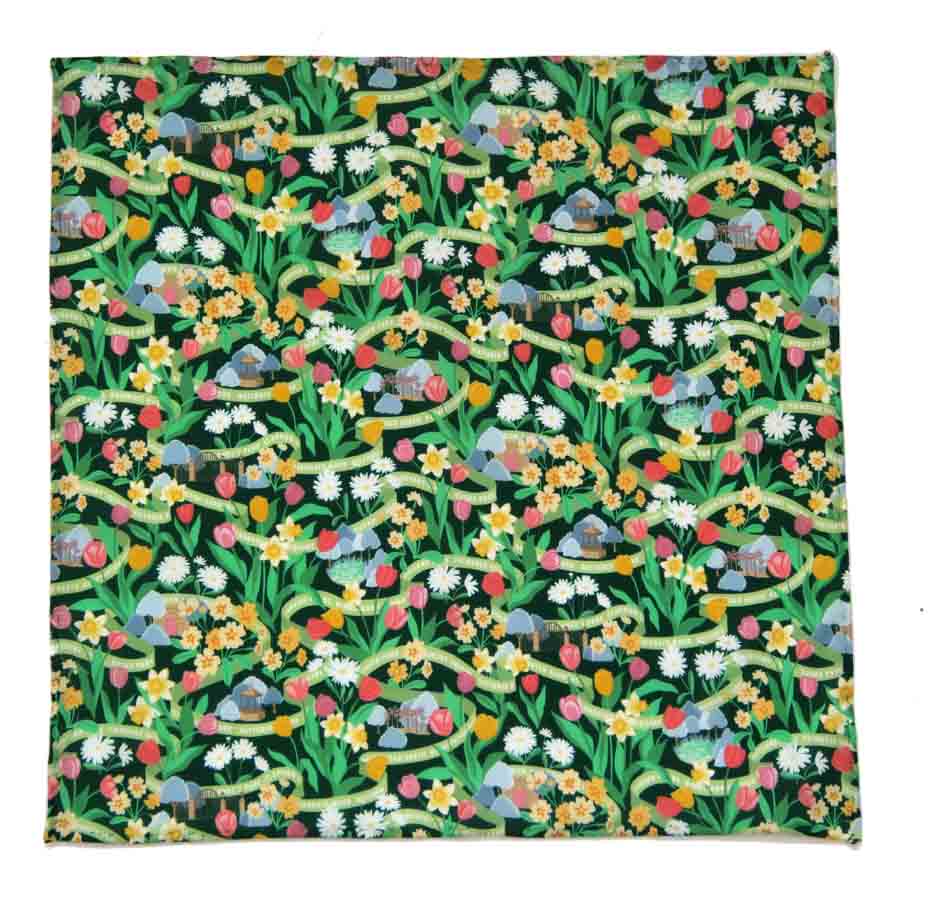 Hand Stitched Tana Lawn Italian Cotton Pocket Square Multicolor Posy Parks Pattern Men's