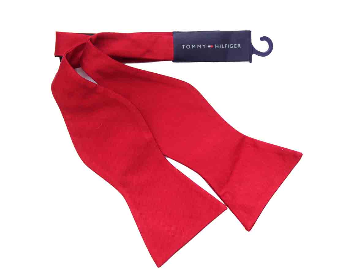 Tommy Hilfiger Red Silk Bow Tie Adjustable Men's