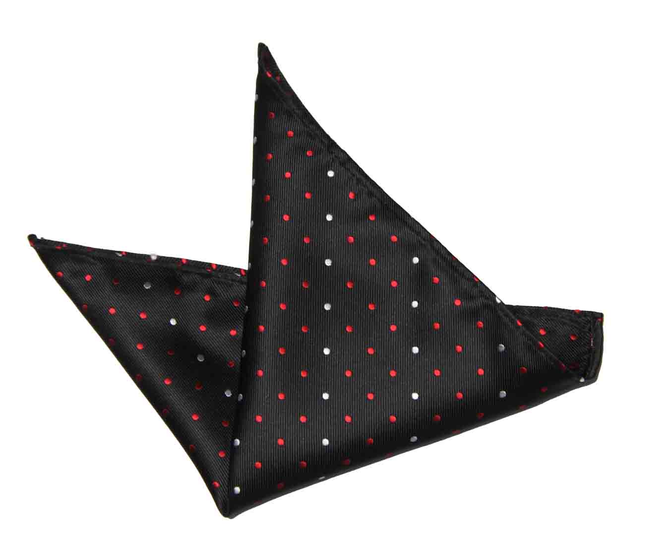 ekSel Pocket Square Black Red White Polka Dot Men's