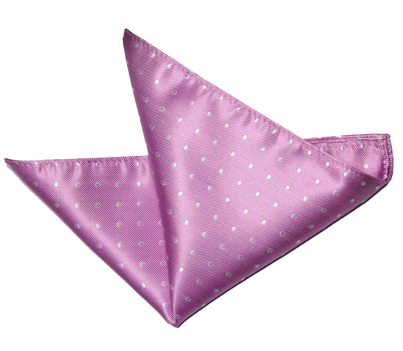 ekSel Pocket Square Pink White Polka Dot Men's