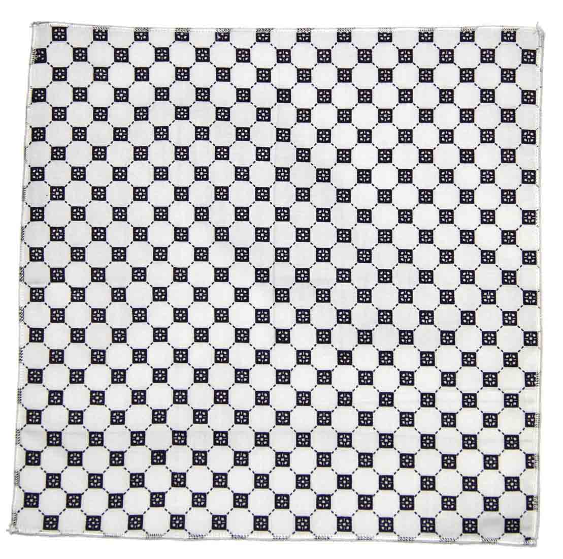 Gascoigne Pocket Square White Black Geometric Men's