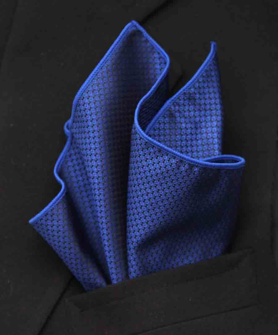 SW for Gascoigne Pocket Square Blue Gray Silk Jacquard Men's