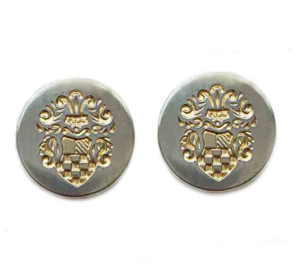 Two Vintage Botany 500 Blazer Buttons Gold Silver Metal Shield Flourish K6R Men's