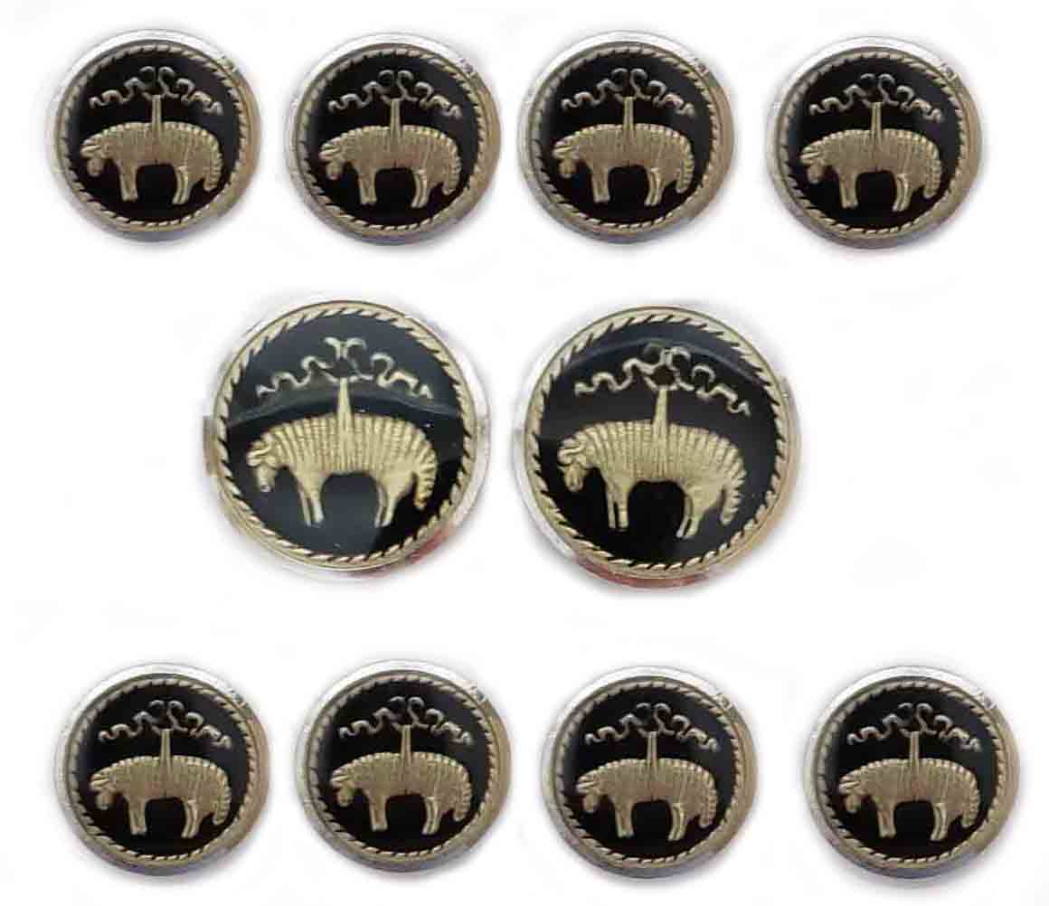Vintage Brooks Brothers Blazer Buttons Set Black Silver Golden Fleece Pattern Men's