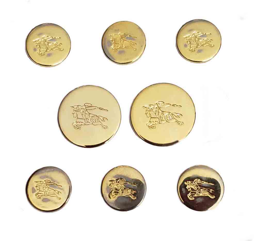 Vintage Burberrys' Blazer Buttons Set Gold Brass Knightsman Pattern Men's