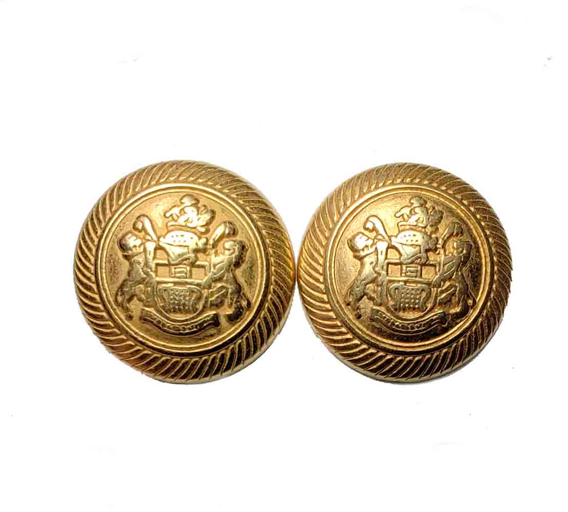 Two Vintage Jos A Bank Dome Blazer Buttons  Gold Brass Shank Men's  7/8 inch