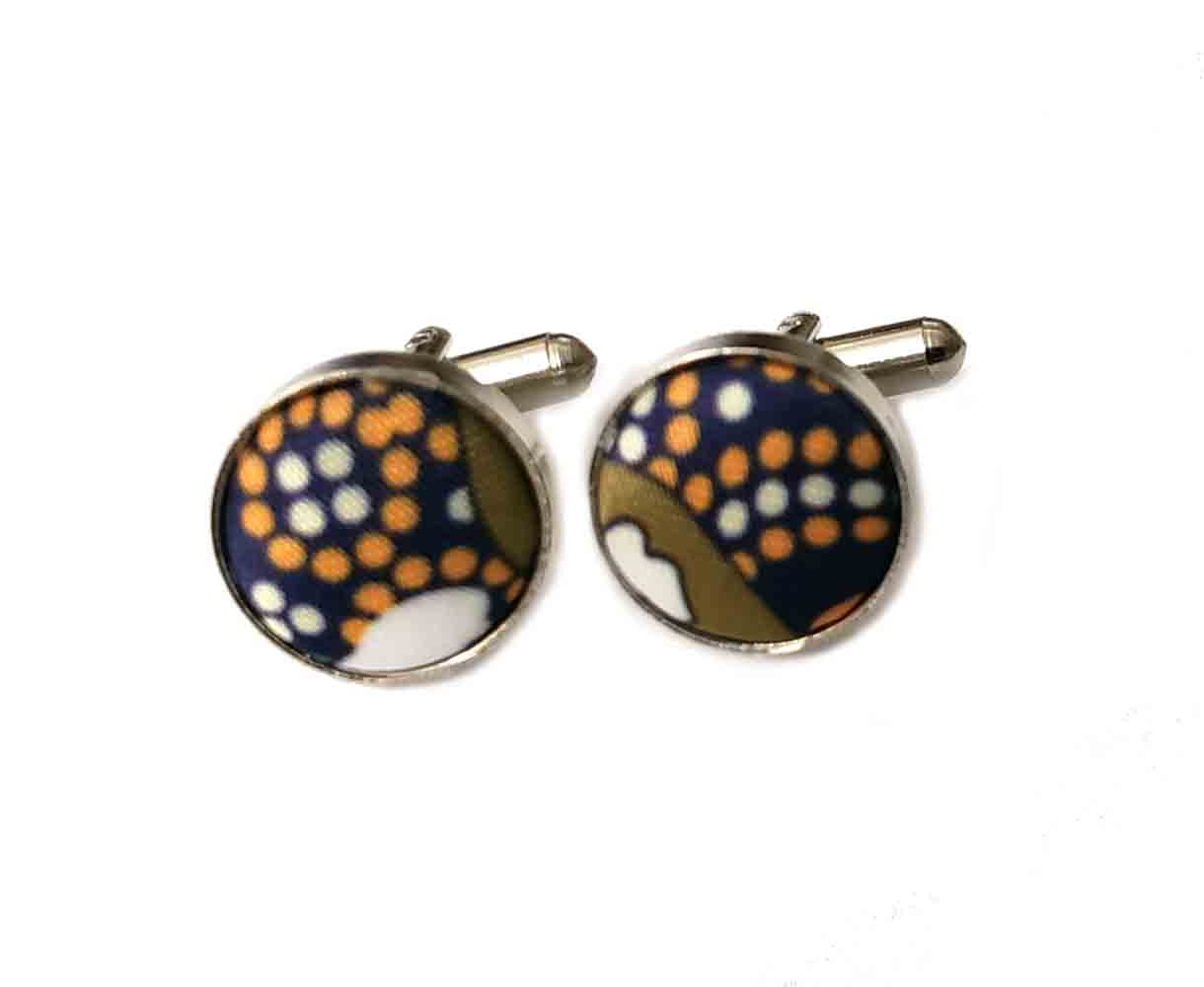 Gascoigne Cufflinks Polka Dot Abstract Fabric Metal Men's