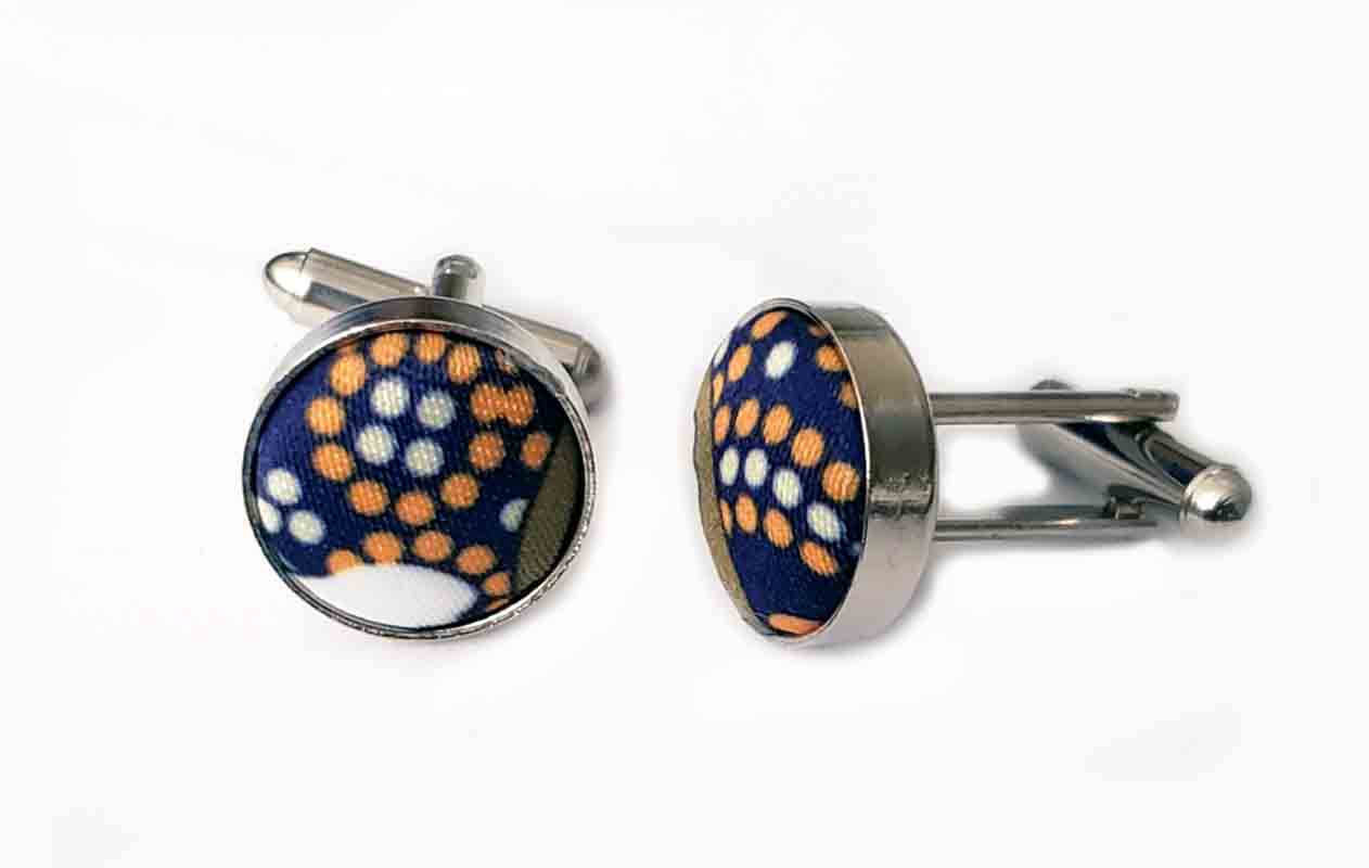 Gascoigne Cufflinks Polka Dot Abstract Fabric Metal Men's