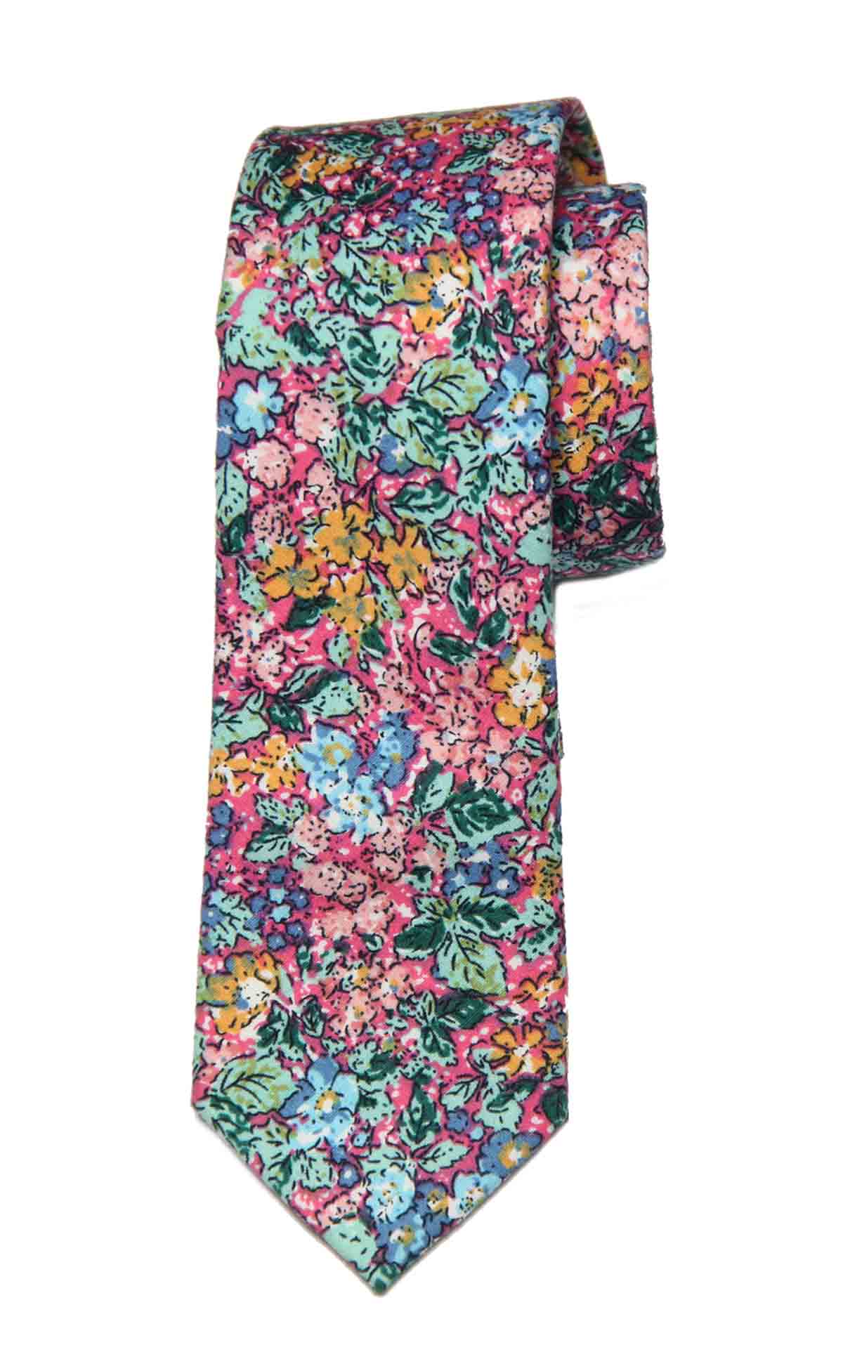 Gascoigne Tie Floral Cotton Narrow Multicolor Men's Narrow