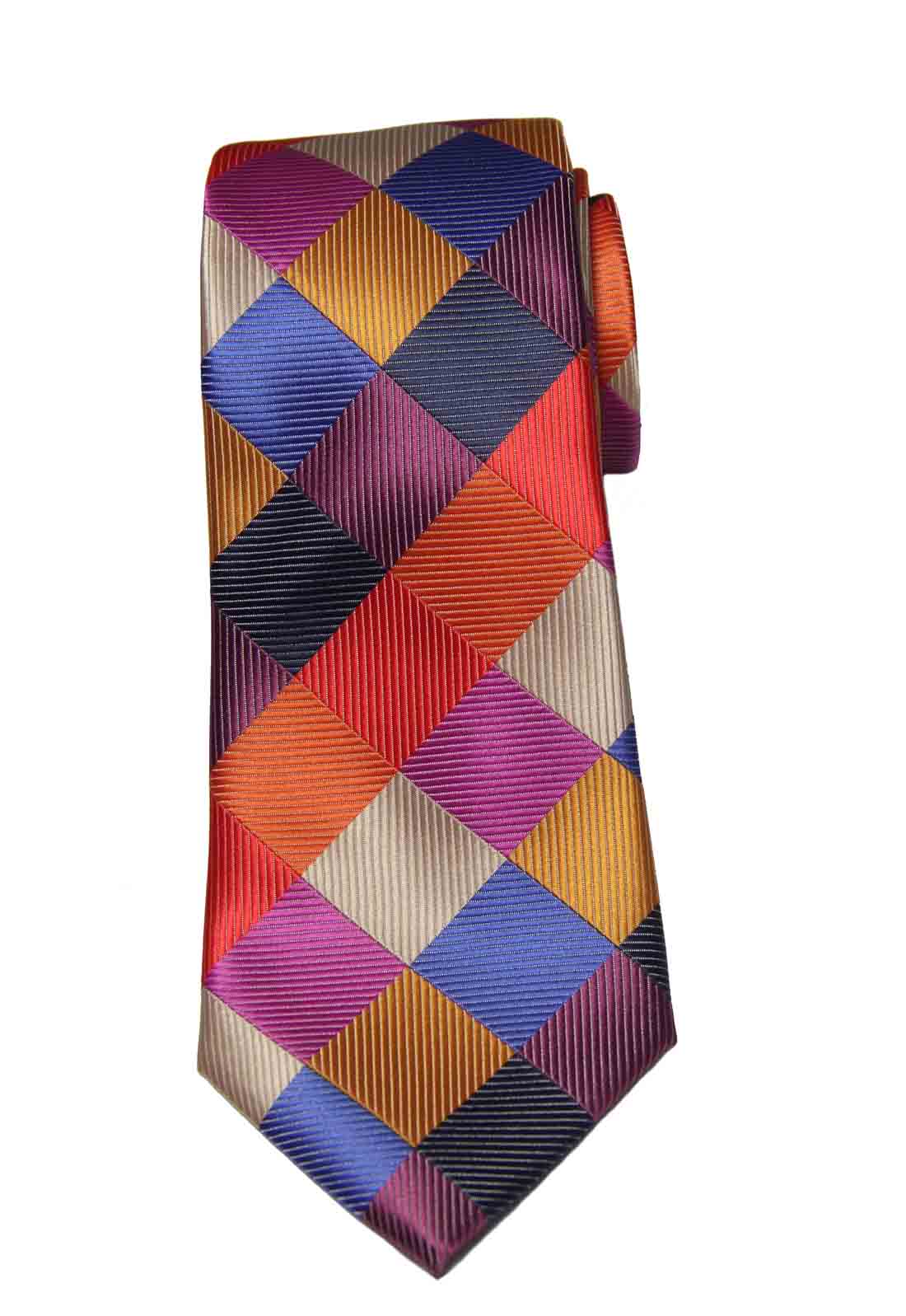 Gascoigne Silk Tie Multi-color Geometric Hand Tailored Men's