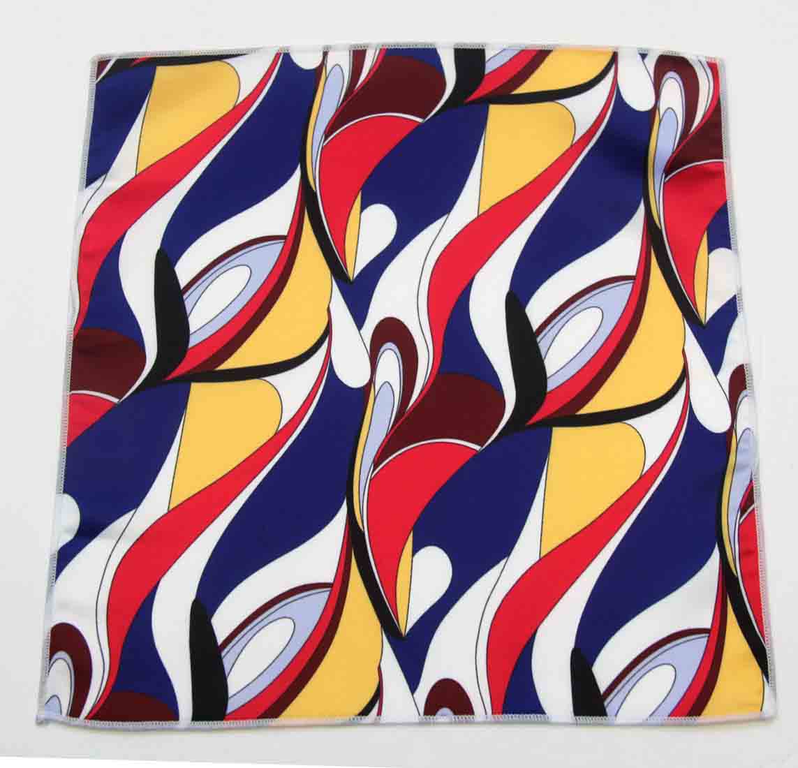 Gascoigne Pocket Square Silk 1960s Retro Mod Pattern Multicolor Men's