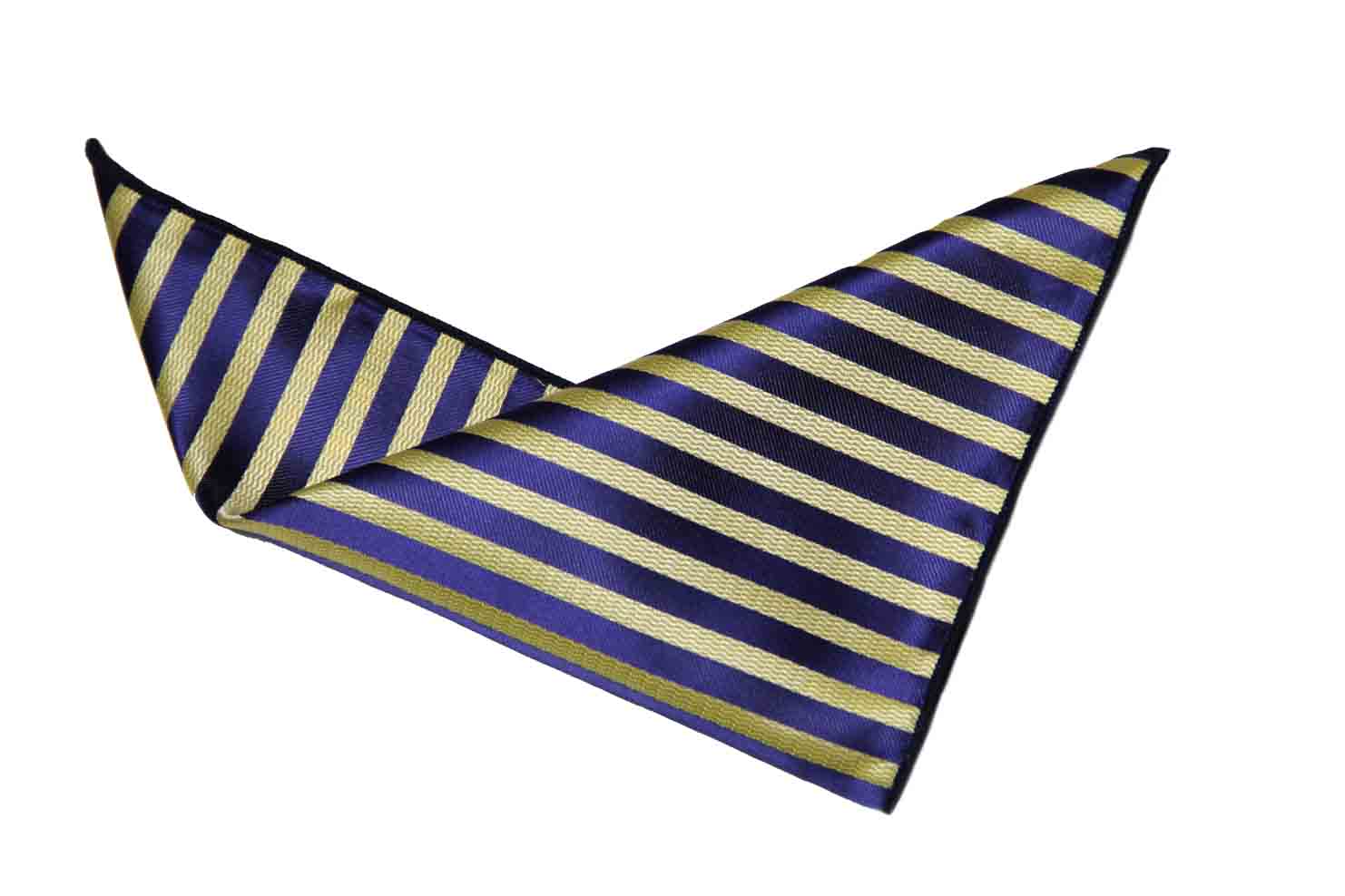 Gascoigne Pocket Square Navy Blue Yellow Striped Men's