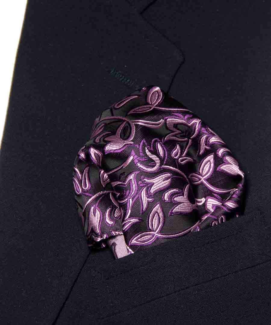 Gascoigne Pocket Square Purple Pink Floral Men's