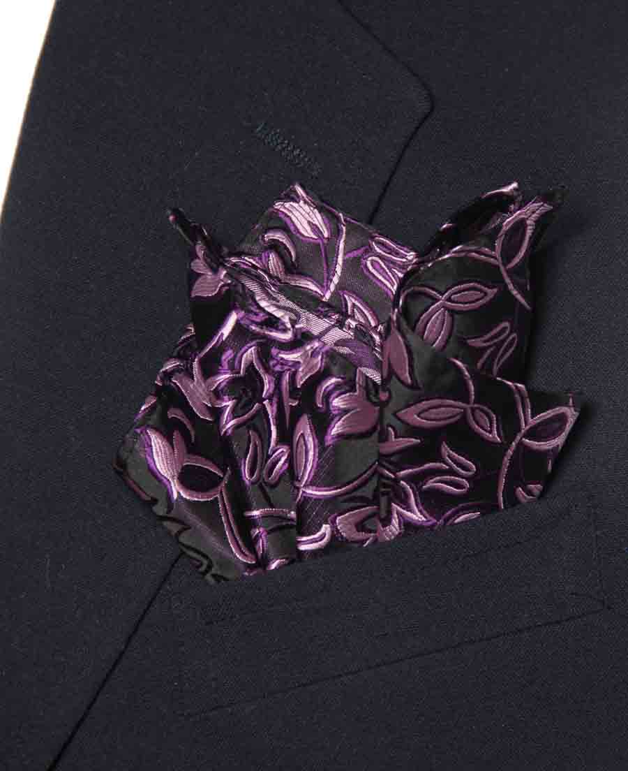 Gascoigne Pocket Square Purple Pink Floral Men's