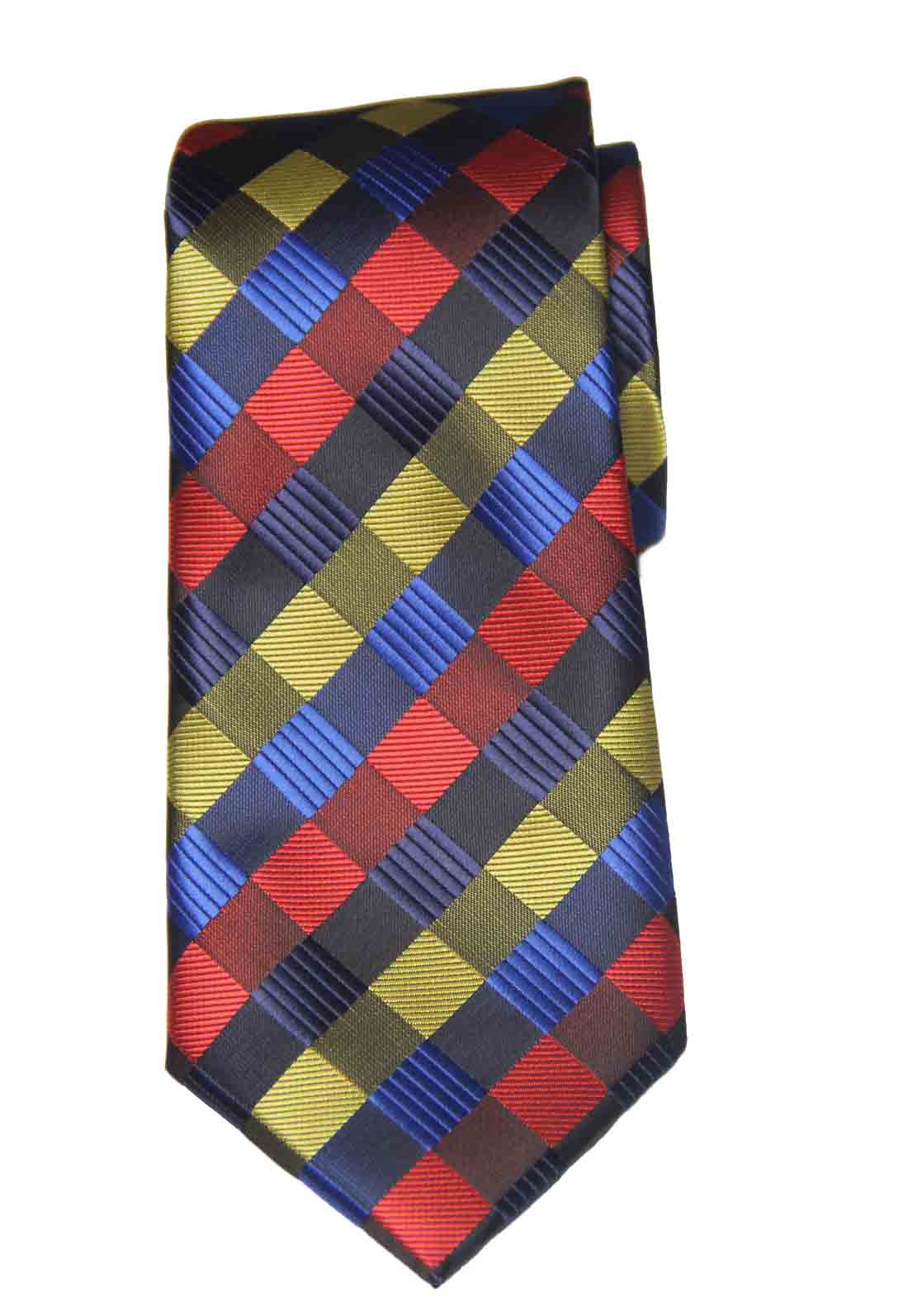 Gascoigne Tie Colorful Lattice Check Pattern Silk Hand Made Men's