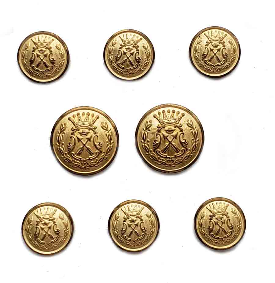 Vintage Jaimes Talbot Blazer Buttons Set Gold Brass Crown Arrows Men's