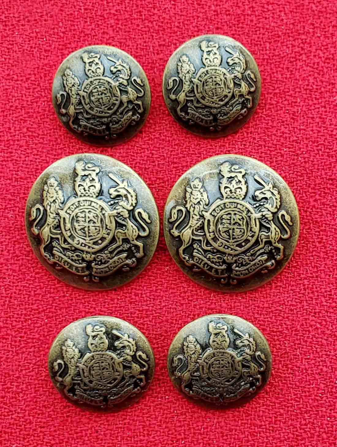 Jos A Bank Dome Blazer Buttons Antique Gold Brown Shank Metal Men's Six Piece Set