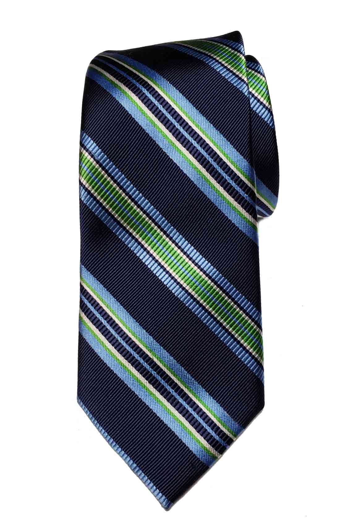 Jos A Bank Silk Tie Striped Navy Blue Green White Men's