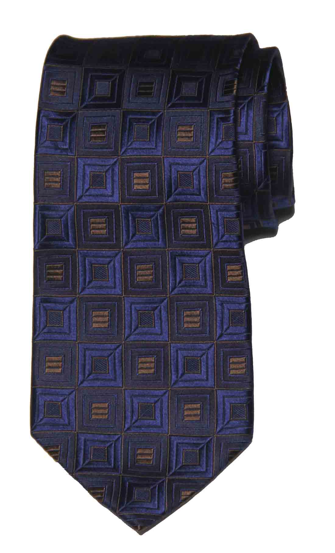 Michael Kors Tie Silk Navy Blue Brown Geometric Men's