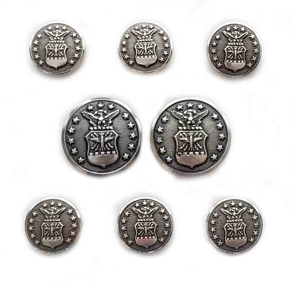 Vintage US Air Force Military by Waterbury Blazer Uniform Jacket Buttons Metal Eagle Shield Stars Men's