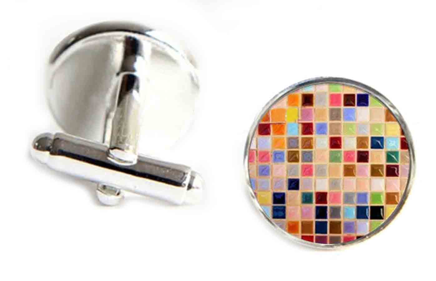 Gascoigne Mosaic Tiles Cufflinks Silver Metal Alloy Men's