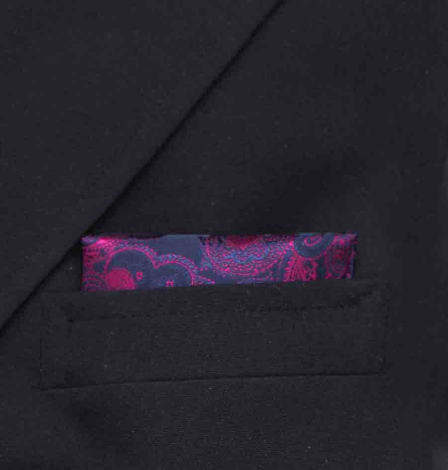 SW for Gascoigne Silk Jacquard Pocket Square Purple Black Paisley