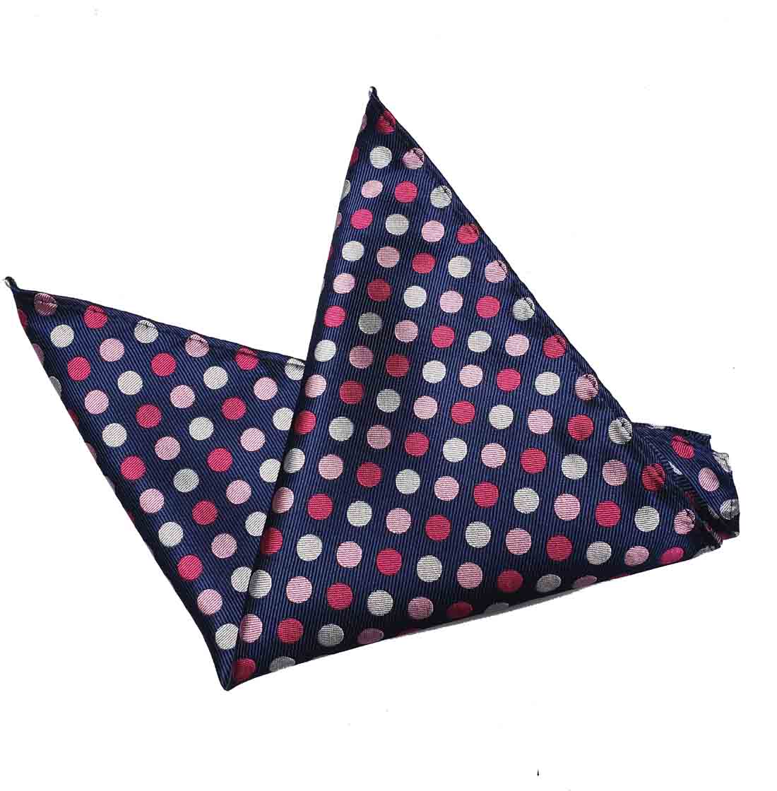 ekSel Pocket Square Navy Blue Pink Gray Polka Dot Men's