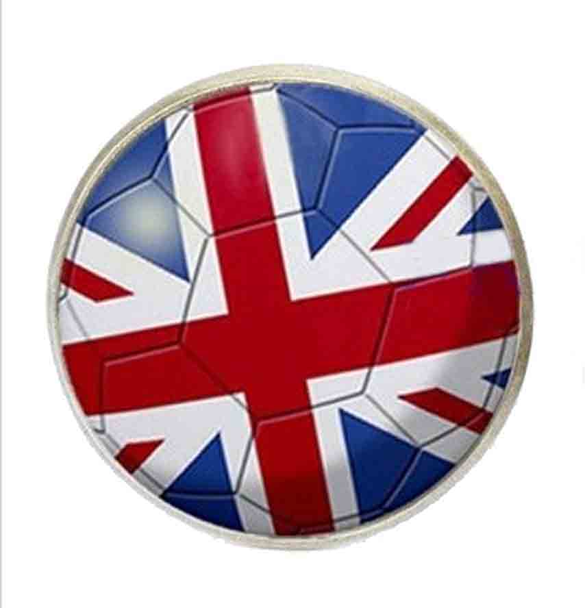 Gascoigne Cufflinks British Soccer Union Jack Flag Silver Men's