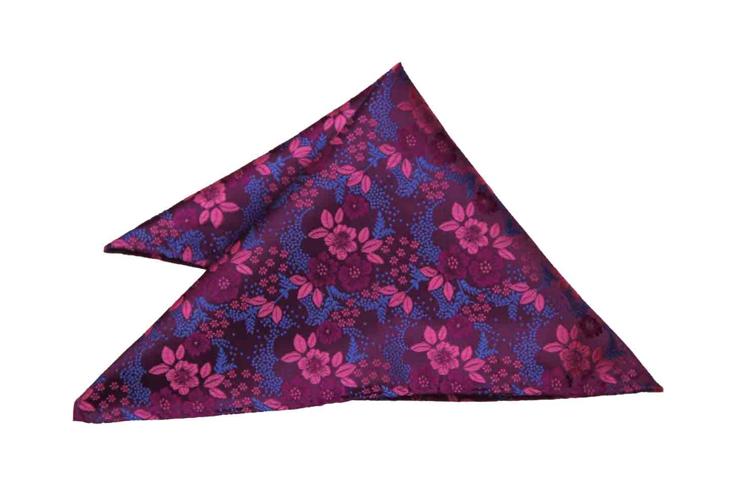 Gascoigne Pocket Square Pink Purple Blue Floral Men's