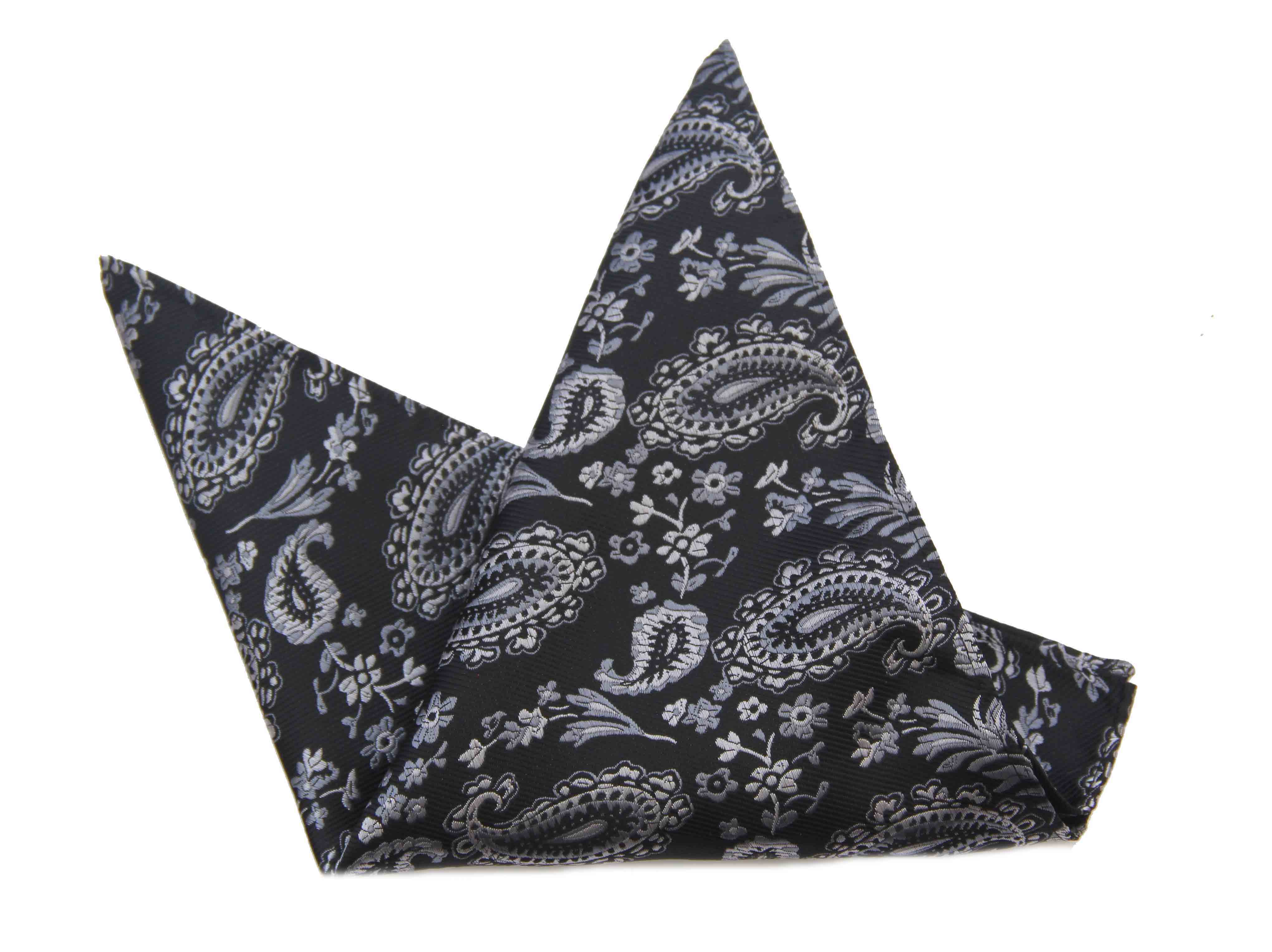 Gascoigne Pocket Square Gray Paisley Men's