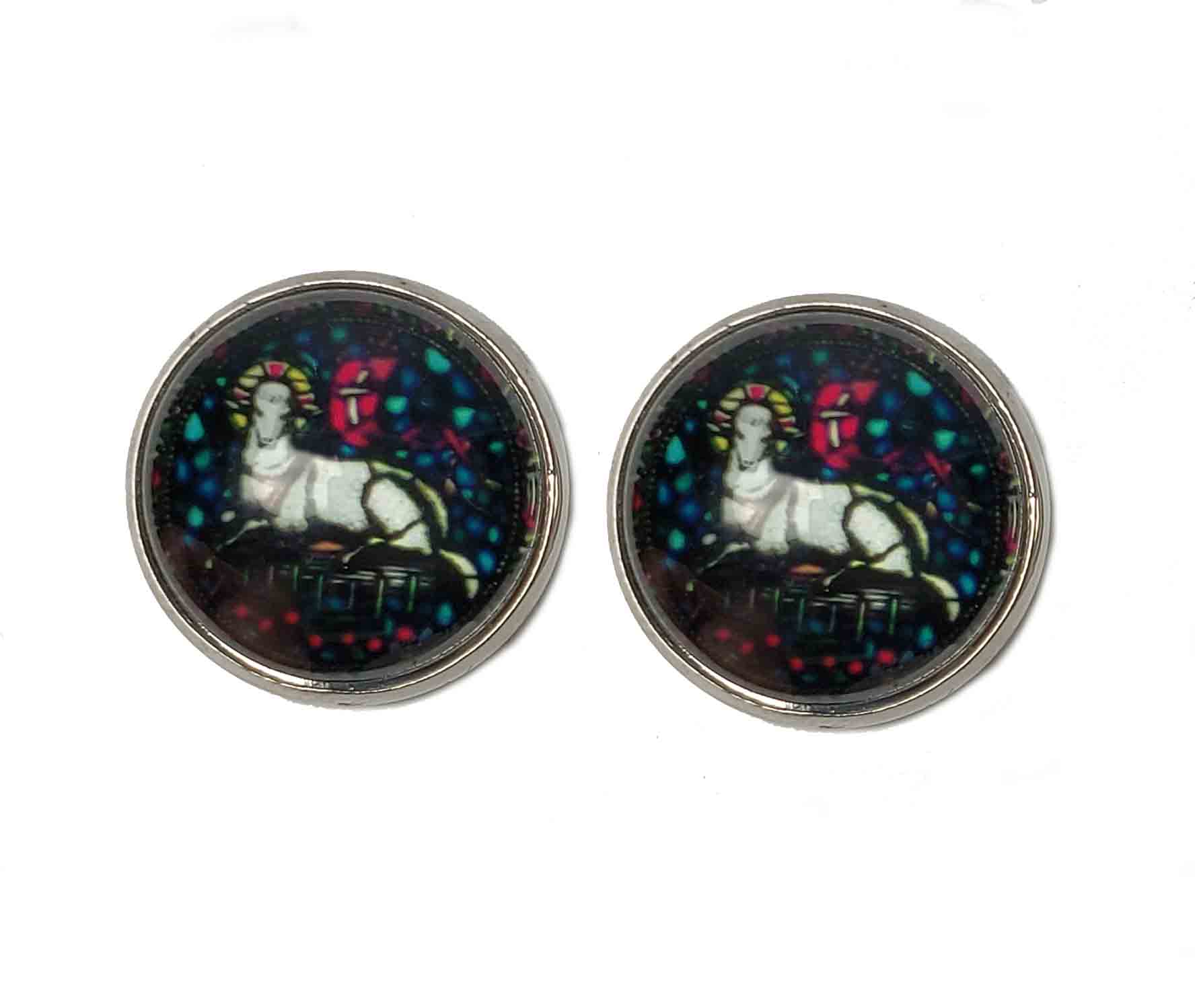 Gascoigne Cufflinks Lamb of God Pattern Silver Metal Alloy Religious Men's