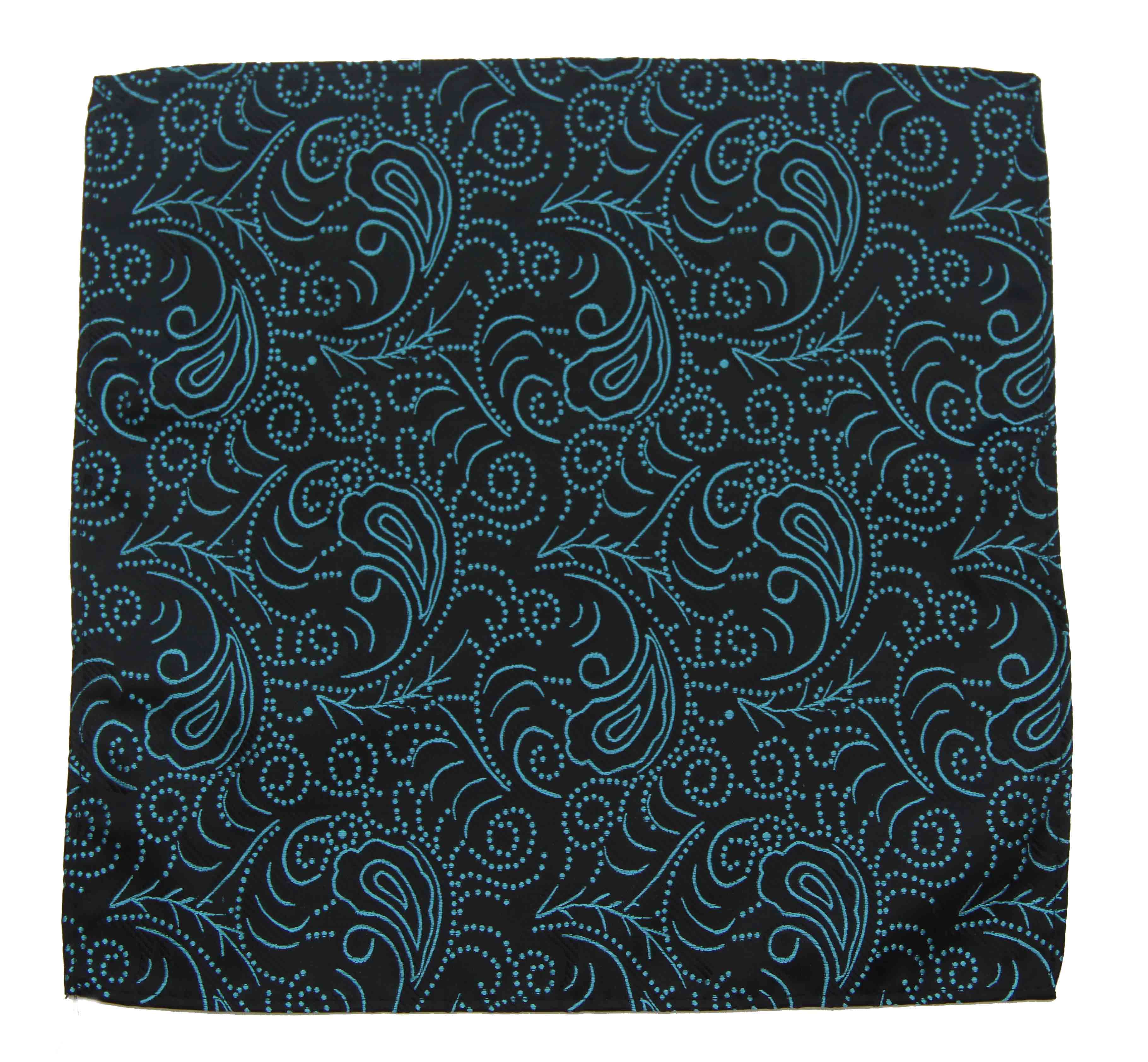 Gascoigne Pocket Square Silk Teal Black Men's