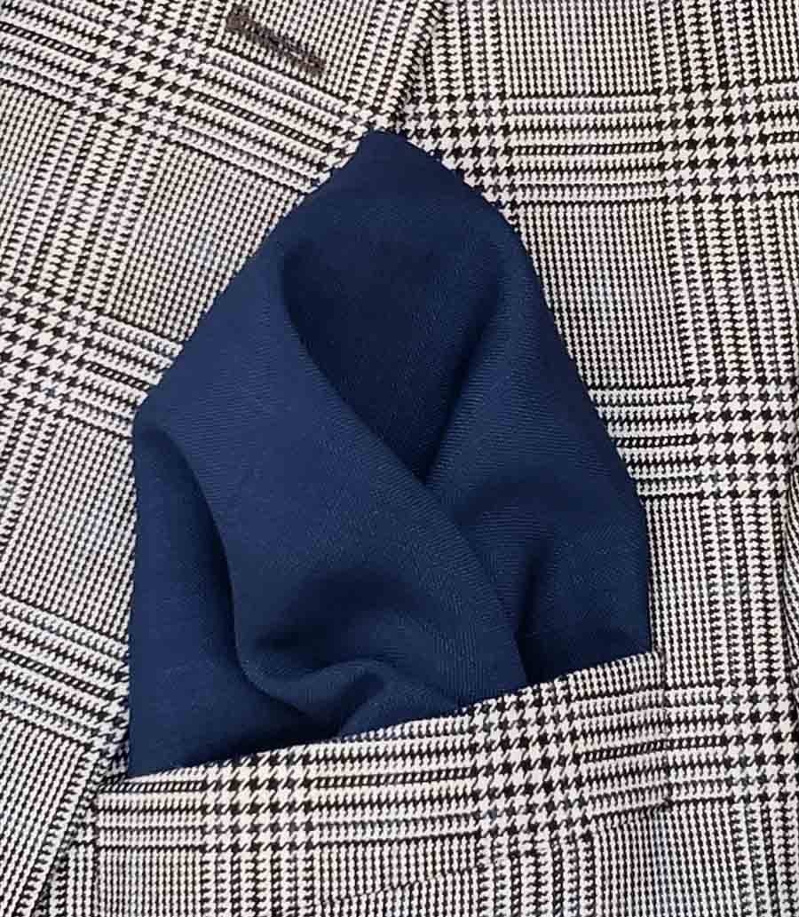 Hand Stitched Gascoigne English Kid Mohair and Merino Wool Pocket Square Yale Blue Men's