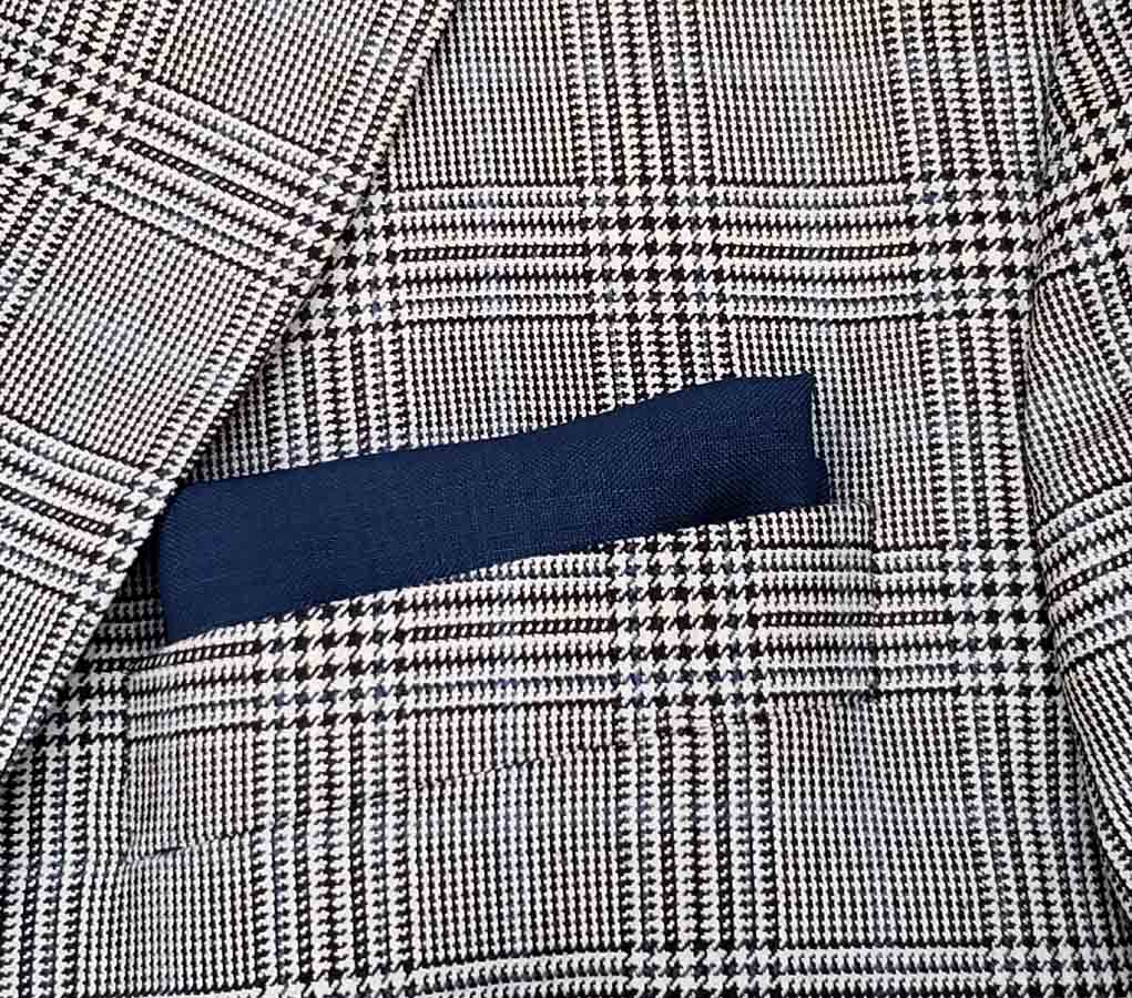 Hand Stitched Gascoigne English Kid Mohair and Merino Wool Pocket Square Yale Blue Men's