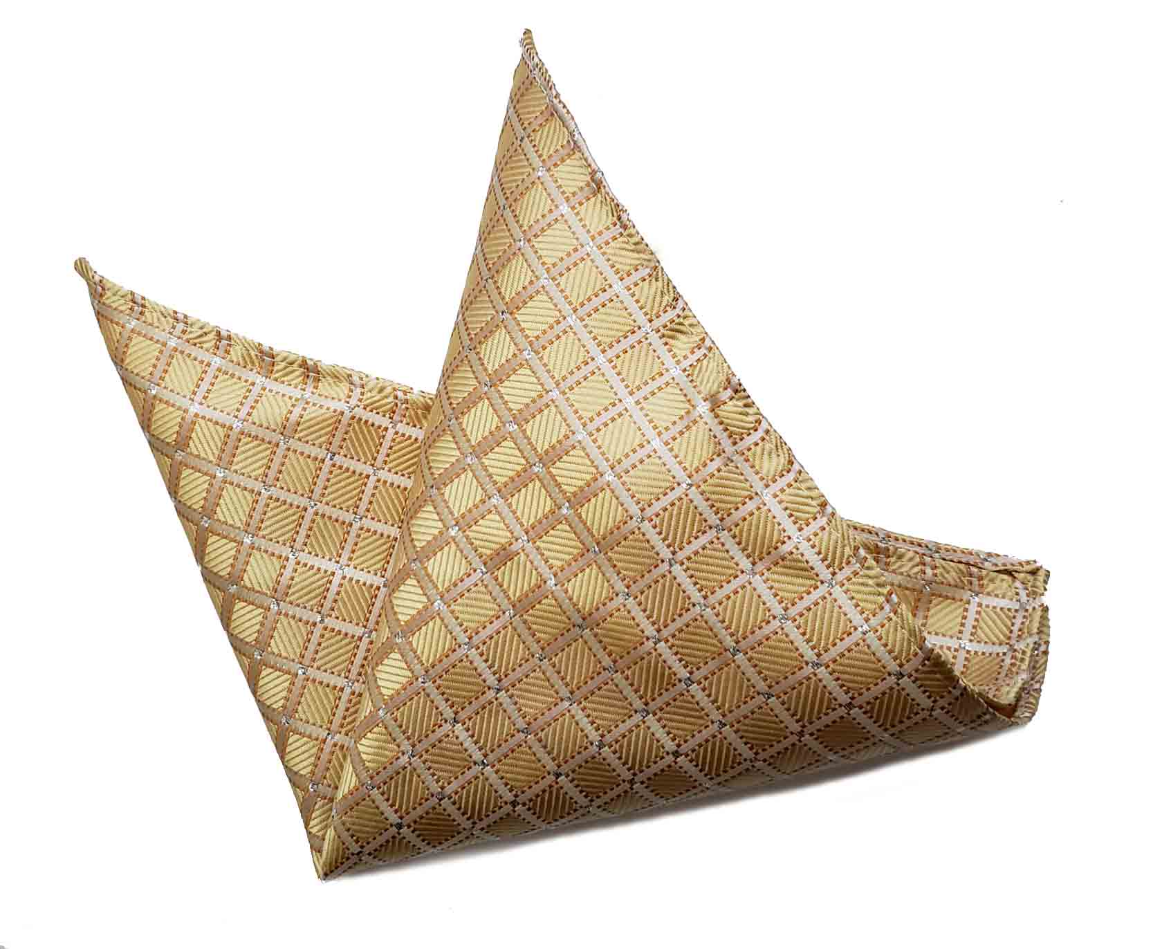 Gascoigne Pocket Square Silk Yellow Silver Check Men's