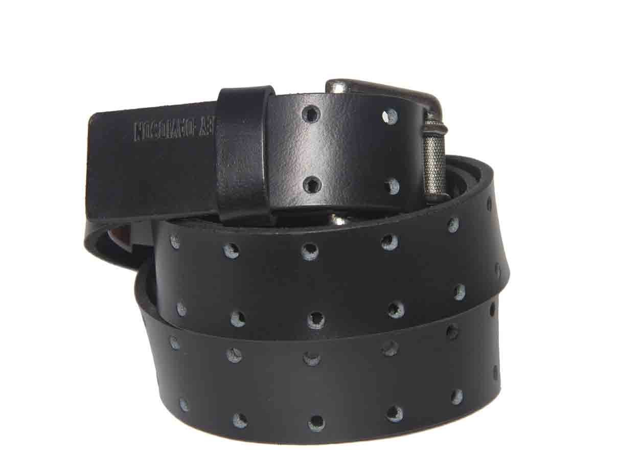 Harley-Davidson Double Prong Full Grain Leather Belt Black Men's Size 50-52