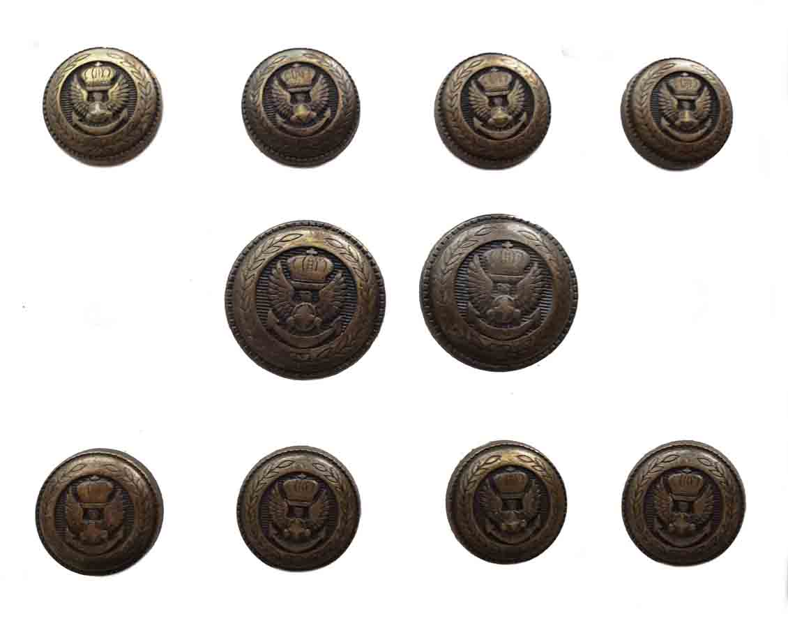 Vintage Jos A Bank Blazer Buttons Set Antique Gold Brown Brass Crown Eagle Anchor B9Z Men's
