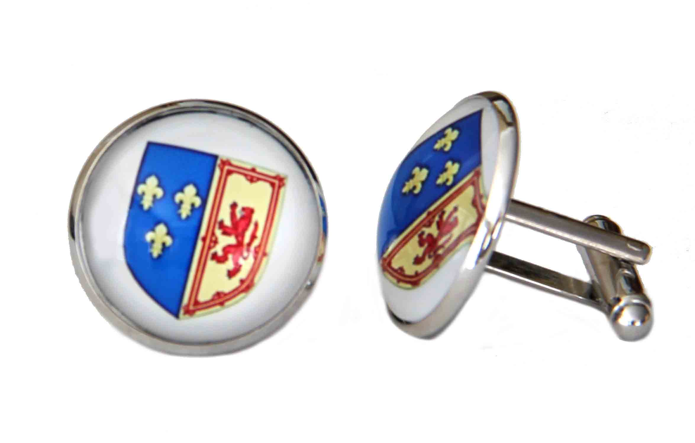 Gascoigne Mary Queen of Scots Shield Cufflinks Silver Metal Alloy Men's