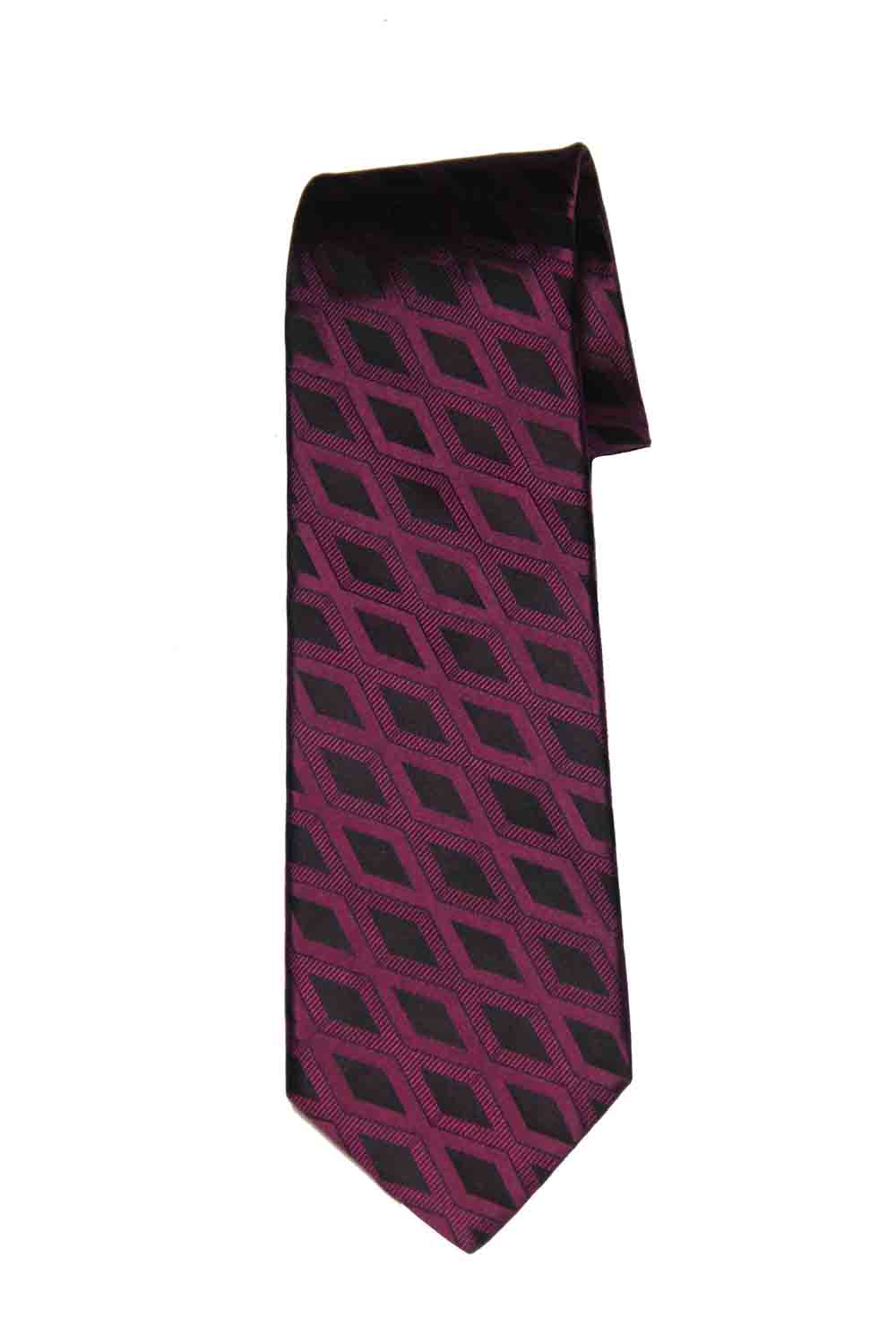 Murano Silk Necktie Tie Purple Black Geometric Diamond Patter Men's Murano Silk Necktie Tie Purple Black Geometric Diamond Patter Men's