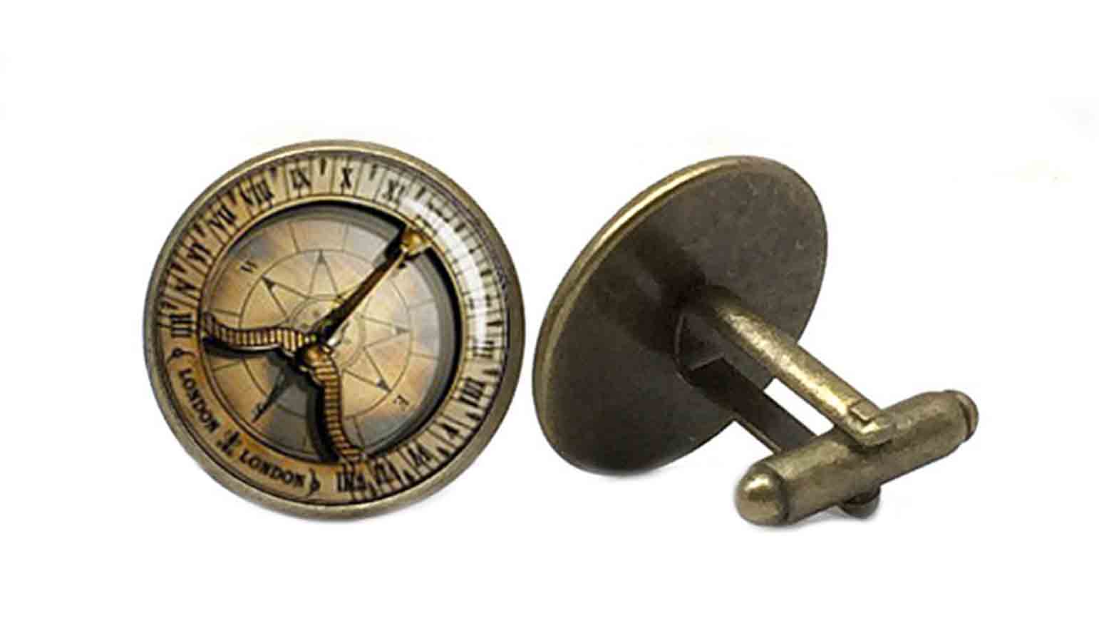 Gascoigne Cufflinks Old World Nautical Sailing Bronze Gold Black Men's