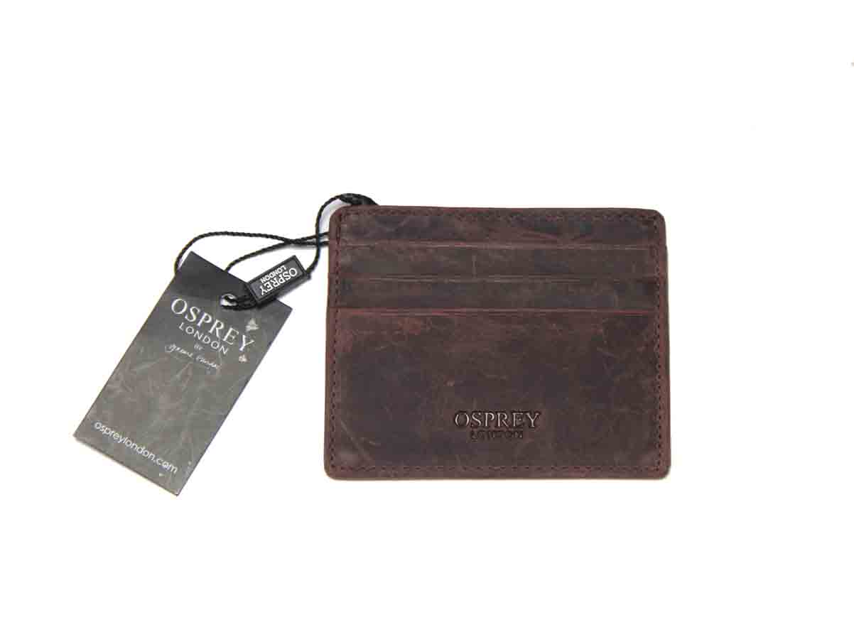 Osprey London Calf Leather Credit Card Holder Brown Wesley Men's