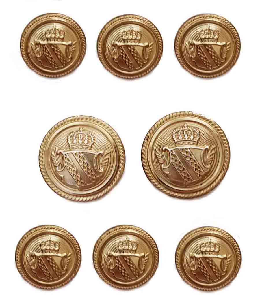 Vintage Palm Beach Blazer Buttons Set Gold Brass Crown Shield C9S Men's