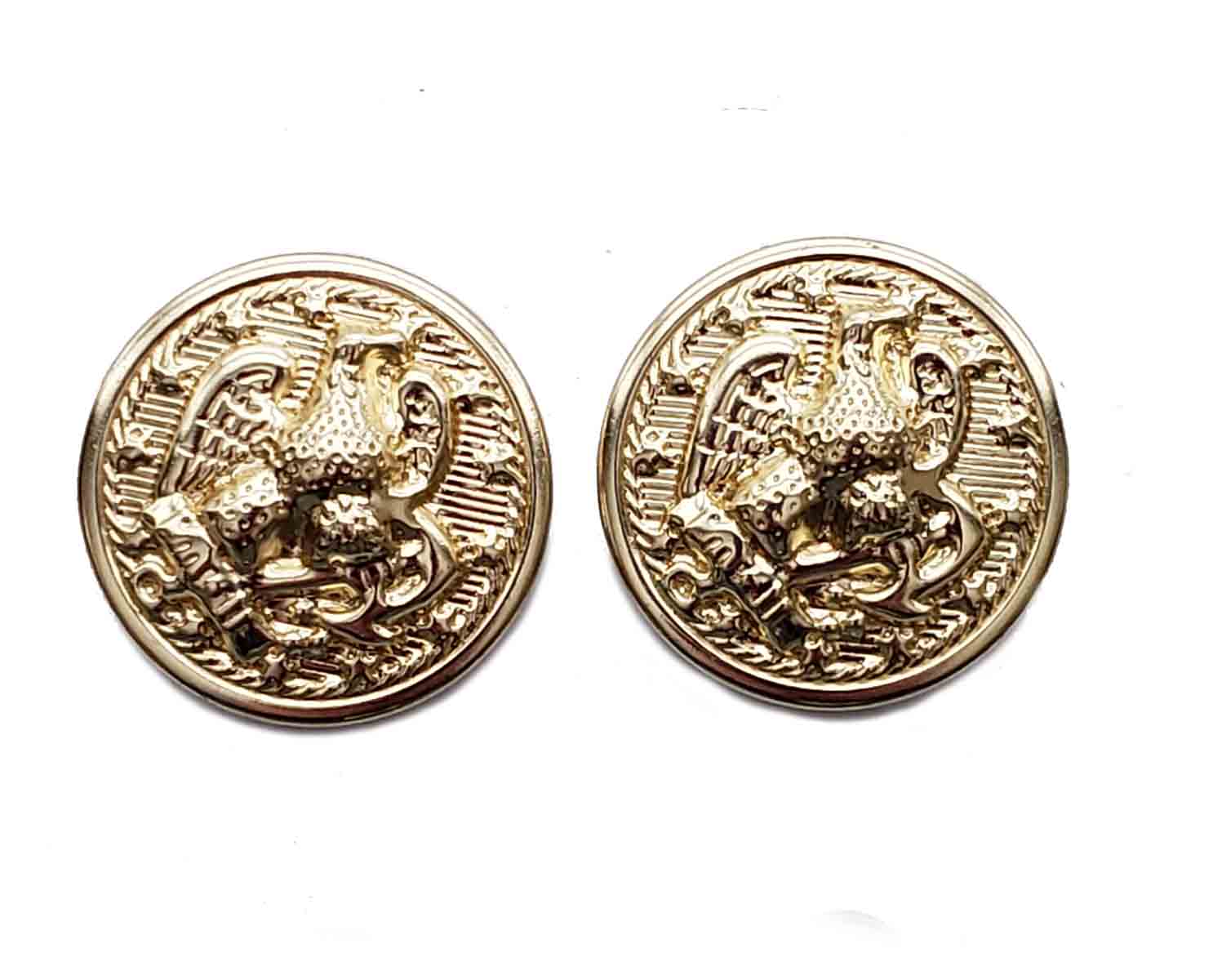 Two New Patriotic American Eagle Blazer Jacket Buttons Gold Shank Brass Alloy Men's 7/8"