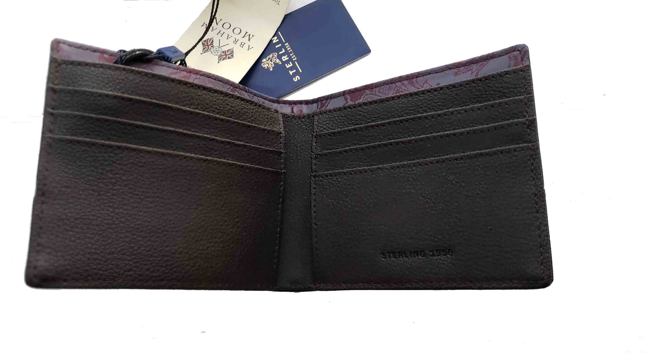 Sterling Abraham Moon Wool Herringbone Tweed Leather Wallet Lynmouth Brown Men's