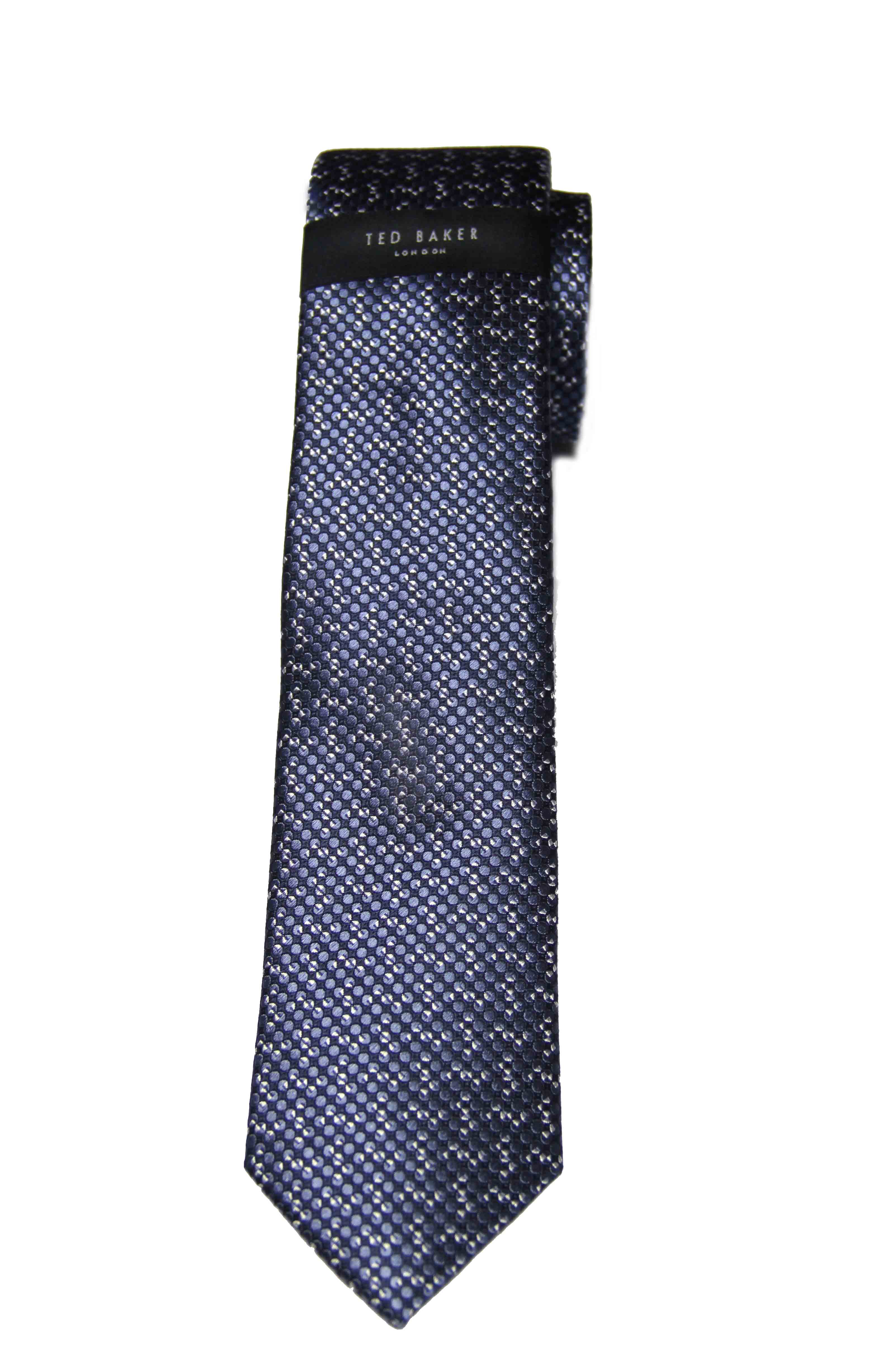 Ted Baker London Mulberry Silk Tie Blue White Circles Men's