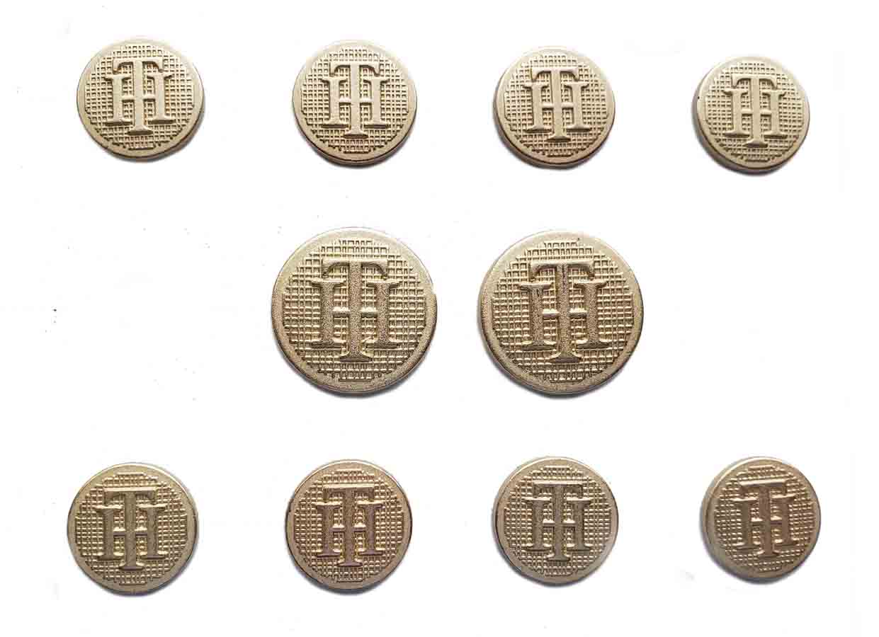 Tommy Hilfiger Gold Brass Blazer Buttons Set TH Monogram Men's