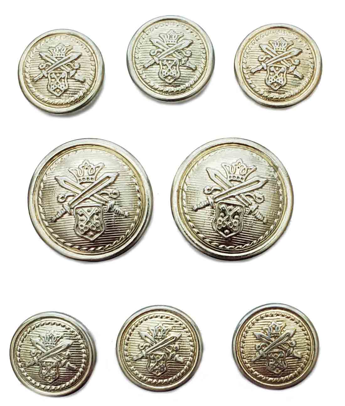 Vintage Waterbury Blazer Buttons Set Gold Crown Swords Shield Shank Men's